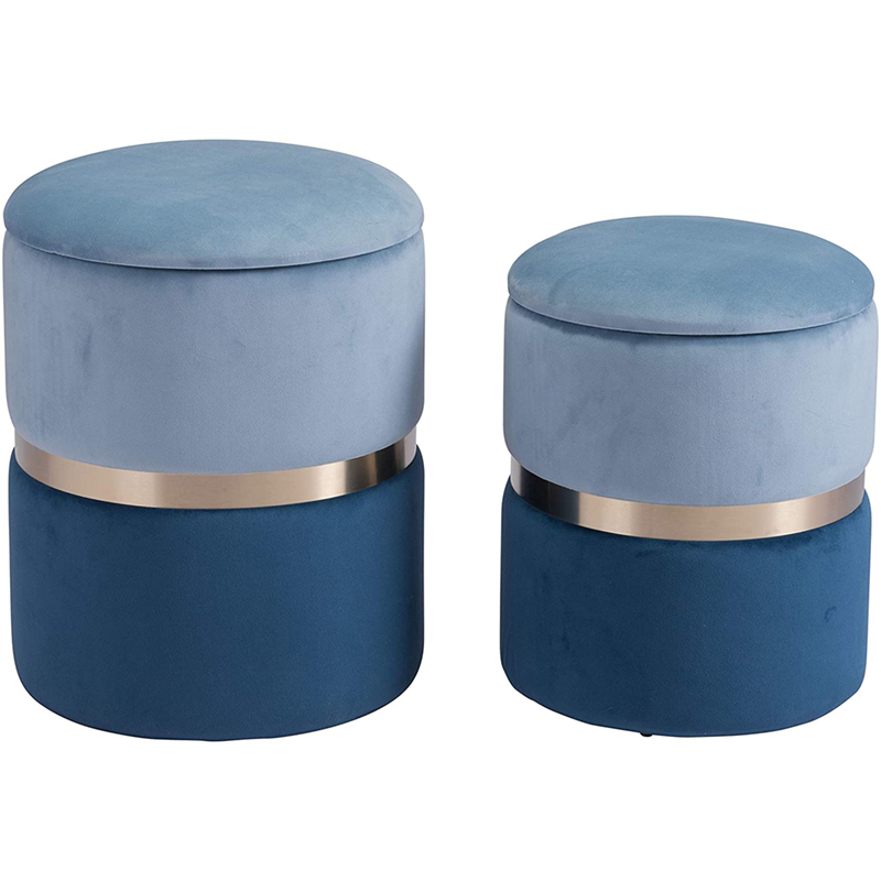 TABURETE LILITH OTTOMAN STORAGE SET BLUE