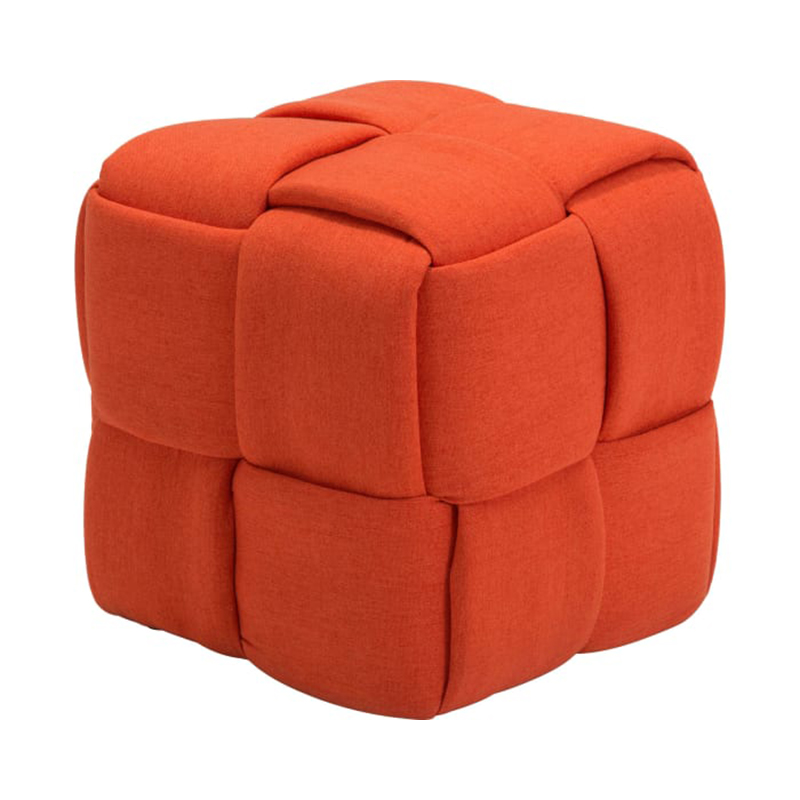 OTTOMAN CHECKS STOOL ORANGE